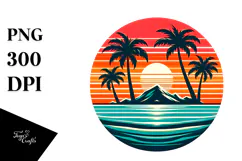 Retro Tropical Sunset PNG Product Image 1