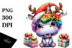 Expressive Baby Hippo with Crazy Haircut, PNG Product Image 3