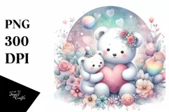 Adorned Baby Polar Bear with Heart PNG Product Image 1