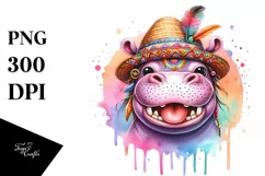 Funny Hippo Tongue Dripping Clipart Product Image 3