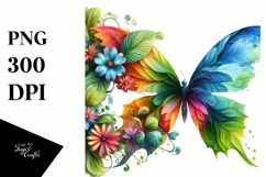 Vibrant Butterfly with Flowers PNG Product Image 3