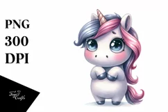 Funny Expressive Unicorn Watercolor PNG Product Image 1