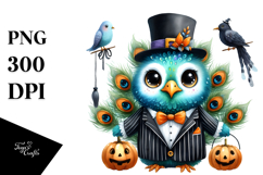 Whimsical Peacock in Halloween Suit | Clipart Product Image 1
