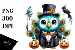 Whimsical Peacock in Halloween Suit | Clipart Product Image 3