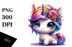 Baby Unicorn Jumping with Cool Haircut, Funny PNG Product Image 1