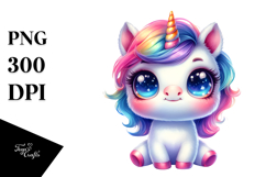 Cute Baby Unicorn in Funny Style PNG Product Image 1
