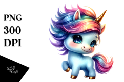 Cute Baby Unicorn with Cool Haircut PNG Product Image 1