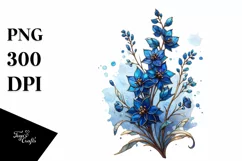 Wooden Delphinium Watercolor Splash | Clipart Product Image 1