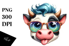 Graceful Cow with Bow and Tie PNG Product Image 1