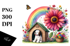 Watercolor Dog House Flower Rainbow Bird Butterfly | Product Image 1