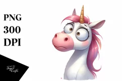 Expressive Unicorn with Big Eyes PNG Product Image 1