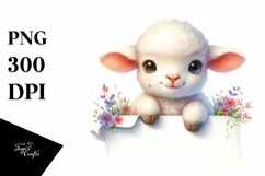 Cute Baby Lamb Watercolor | Sublimation | Clipart Product Image 1