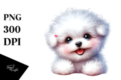 Watercolor Baby Bichon Frise, PNG Product Image 1
