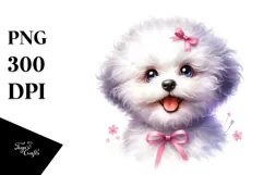 Watercolor Baby Bichon Frise, PNG Product Image 1