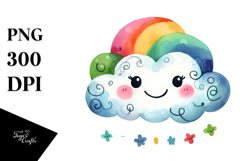 Simple Colorfull Smiling Cloud PNG Product Image 1