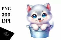 Cute Colorful Baby Arctic Wolf Bucket Clipart Product Image 3