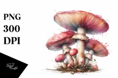 Vintage Mushroom Watercolor Splash PNG Product Image 3