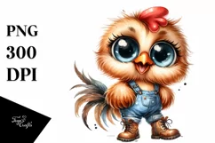 Shy Chicken with Farm Jeans | Sublimation | Clipart Product Image 1
