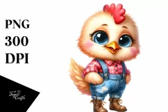 Shy Chicken with Farm Jeans | Sublimation | Clipart Product Image 1