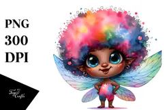 Whimsical Fairy with Afro Haircut PNG Product Image 1