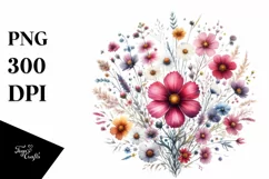 Colorful Wild Flowers Watercolor | Sublimation | Clipart Product Image 3