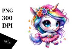 Cute Unicorn Dancing with Cool Haircut PNG Product Image 1