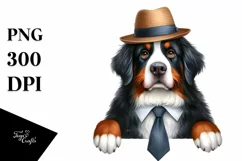 Bernese Mountain Dog with Floral Frame | Clipart Product Image 3