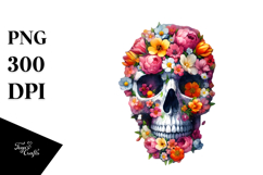 Colorful Spring Skull Painting, PNG Product Image 1