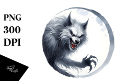 Funny Werewolf Watercolor Image PNG Product Image 1