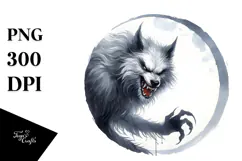 Funny Werewolf Watercolor Image PNG Product Image 1
