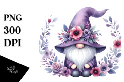 Gnome with Violet Floral PNG Product Image 1