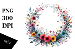 Colorful Wreath with Wild Flowers | Clipart Product Image 1