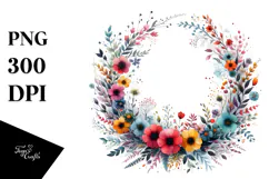 Colorful Wreath with Wild Flowers | Clipart Product Image 1