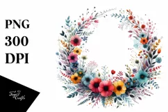 Colorful Wreath with Wild Flowers | Clipart Product Image 1