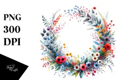 Colorful Wreath with Wild Flowers | Clipart Product Image 1