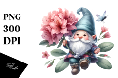 Floating Gnome with Rhododendron PNG Product Image 1