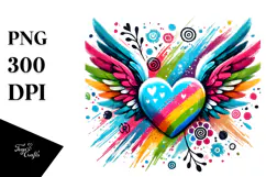 Heart with Wings Paintbrush PNG Product Image 1