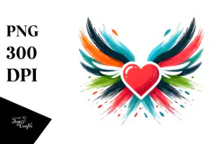 Simple Heart with Wings, Transparent PNG Product Image 1