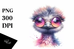 Vibrant Baby Rhea with Sunglasses | Sublimation Clipart Product Image 1