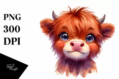 Expressive Funny Highland Cow PNG Product Image 1