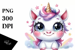 Expressive Funny Baby Face Unicorn PNG Product Image 3