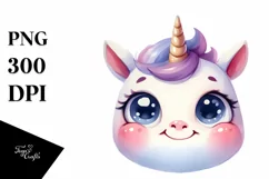 Expressive Funny Baby Face Unicorn PNG Product Image 3