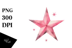 Simple Pinkish Watercolor Star PNG Product Image 1
