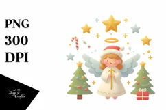 Simple Christmas Angel Digital Painting PNG Product Image 1