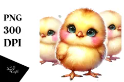 Digital Watercolor Baby Chicken, Transparent PNG Product Image 1