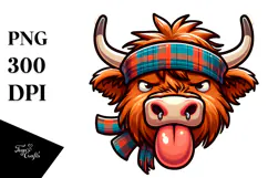Goofy Highland Cow with Tongue-Out Face Product Image 1