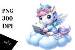 Cute Baby Unicorn Programmer Clipart Product Image 3