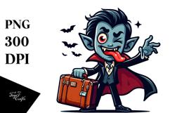 Silly Vampire with Winking Eye, Vector PNG Product Image 1