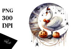 Halloween Swan Sitting on Moon PNG Product Image 1