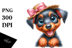 Cute Doberman with Big Eyes, PNG Product Image 1